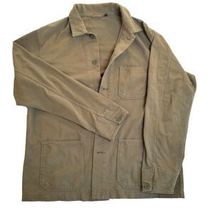 Uniqlo Jacket Mens XL Olive Green Twill Shacket Workwear Chore Coat Jacket